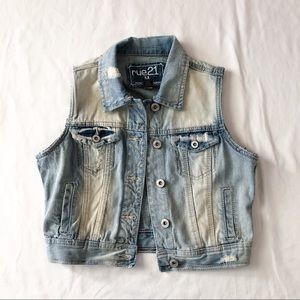 Rue21 Distressed Cotton Denim Vest | Sz Medium